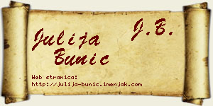 Julija Bunić vizit kartica